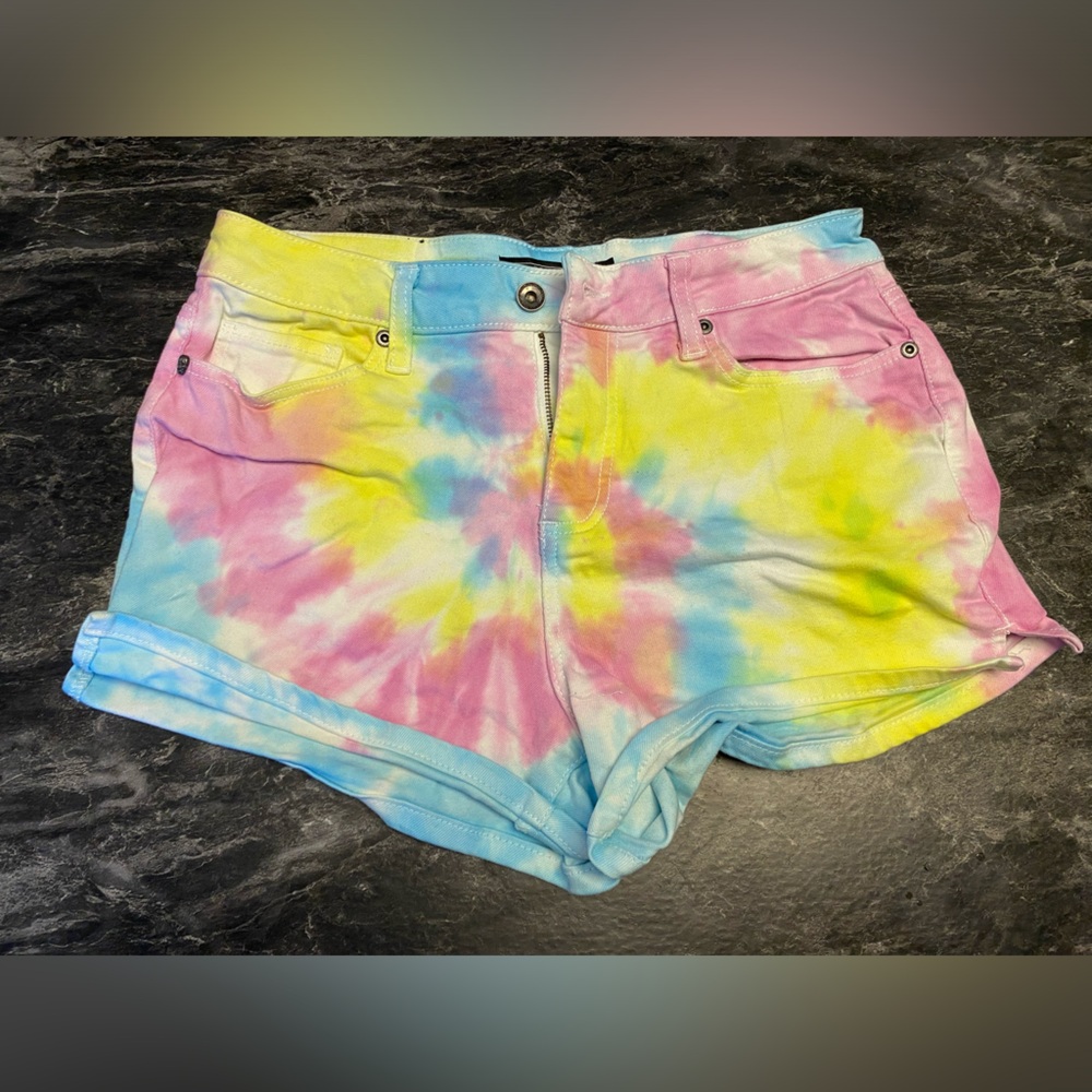 Blackheart Rainbow Tie-Dye High-Waisted Shorts